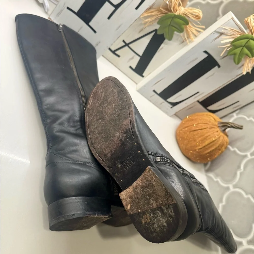 Frye Women’s Black Leather Riding Boots Classic Tall Zip size 7 1/2 - Picture 8 of 8